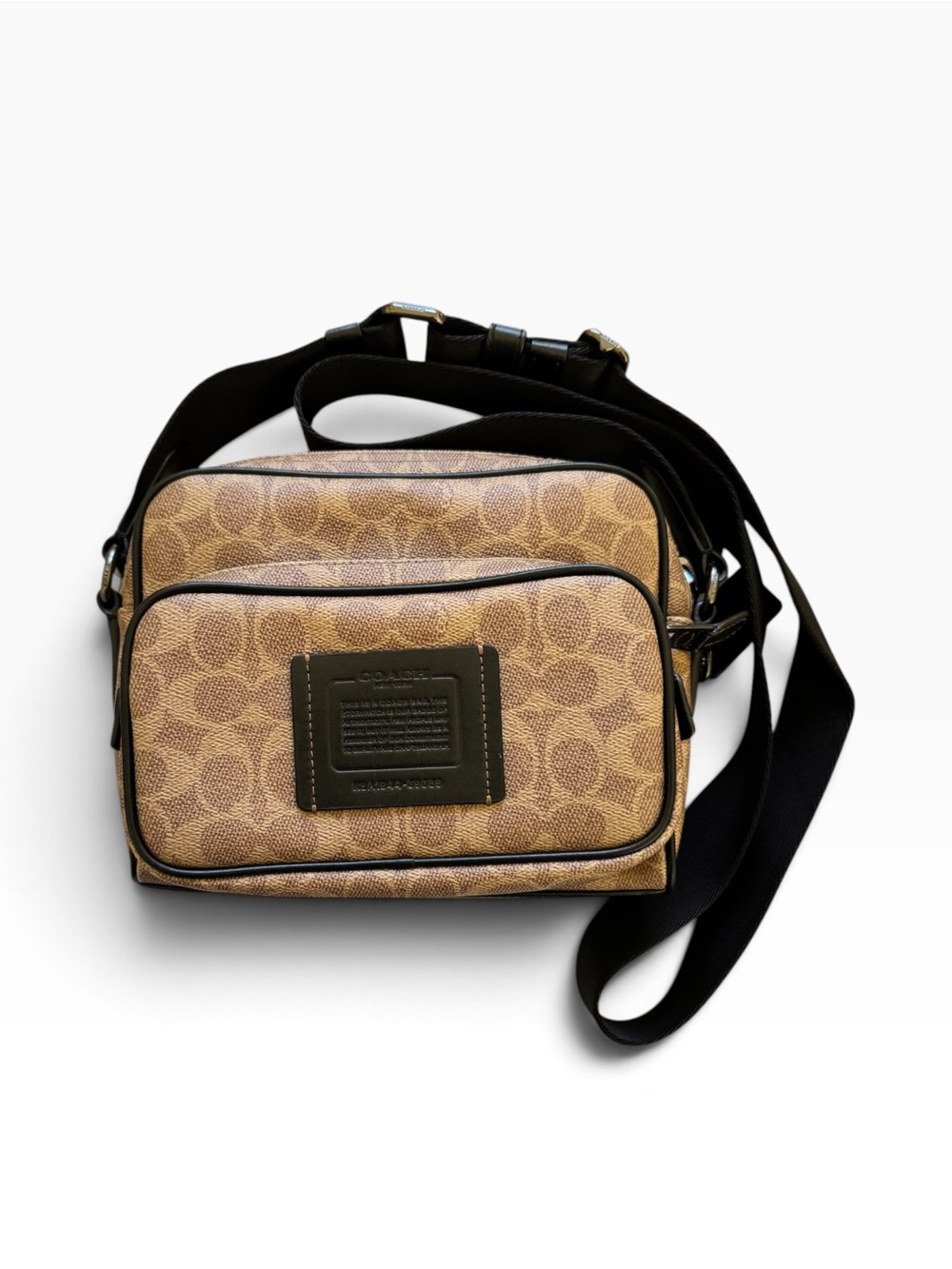 Coach Academy Sport Crossbody Bag Signature Canvas Khaki Black 69689 - Picture 5 of 8